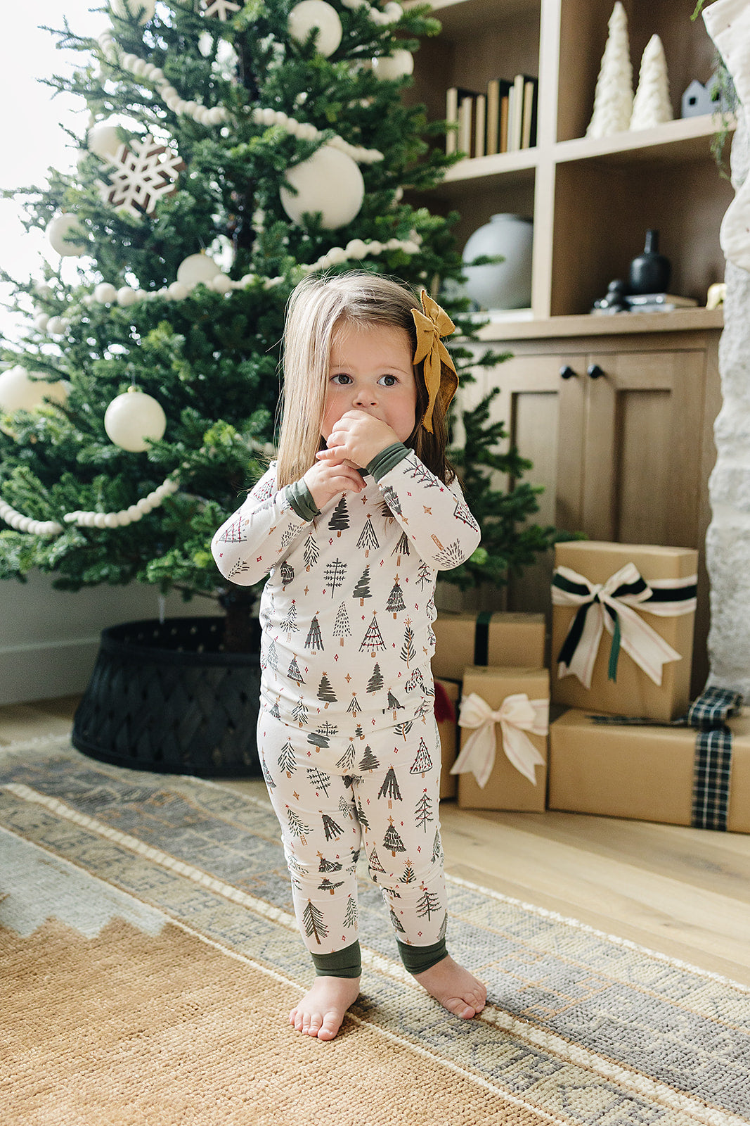 bamboo kids christmas pj set long sleeve and pants set baby pajamas bamboo christmas tree pj's baby and kids pj 