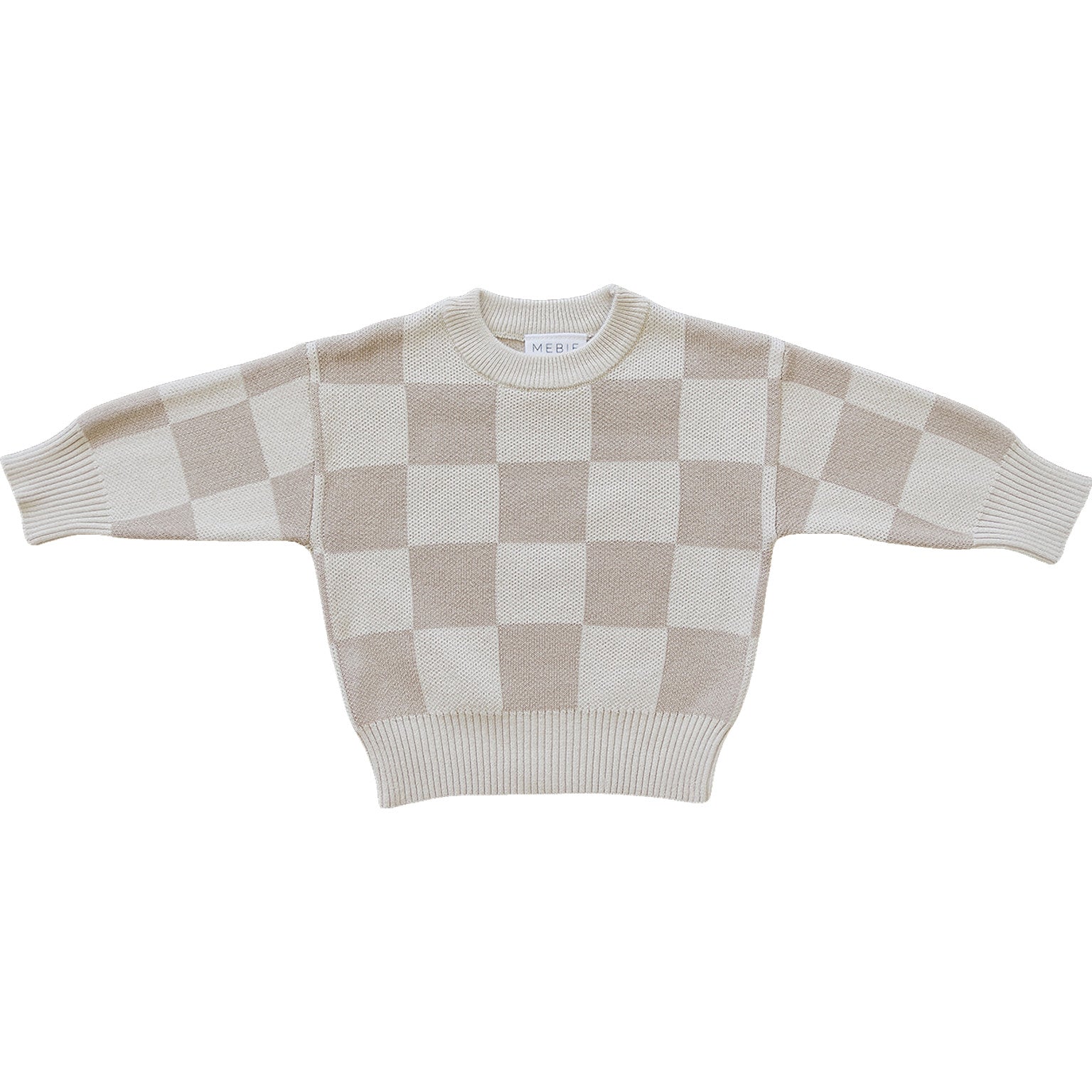 Newborn Baby Organic Cotton Sweater Checkered Cream Kids