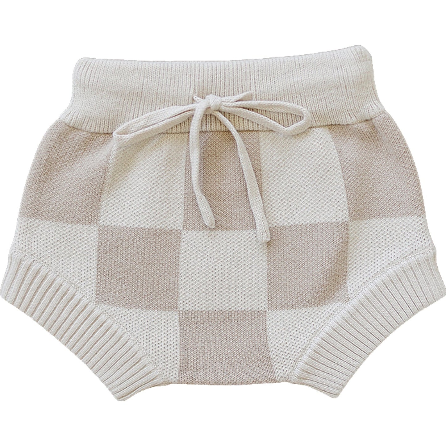 newborn baby organic cotton shorts checkered cream 