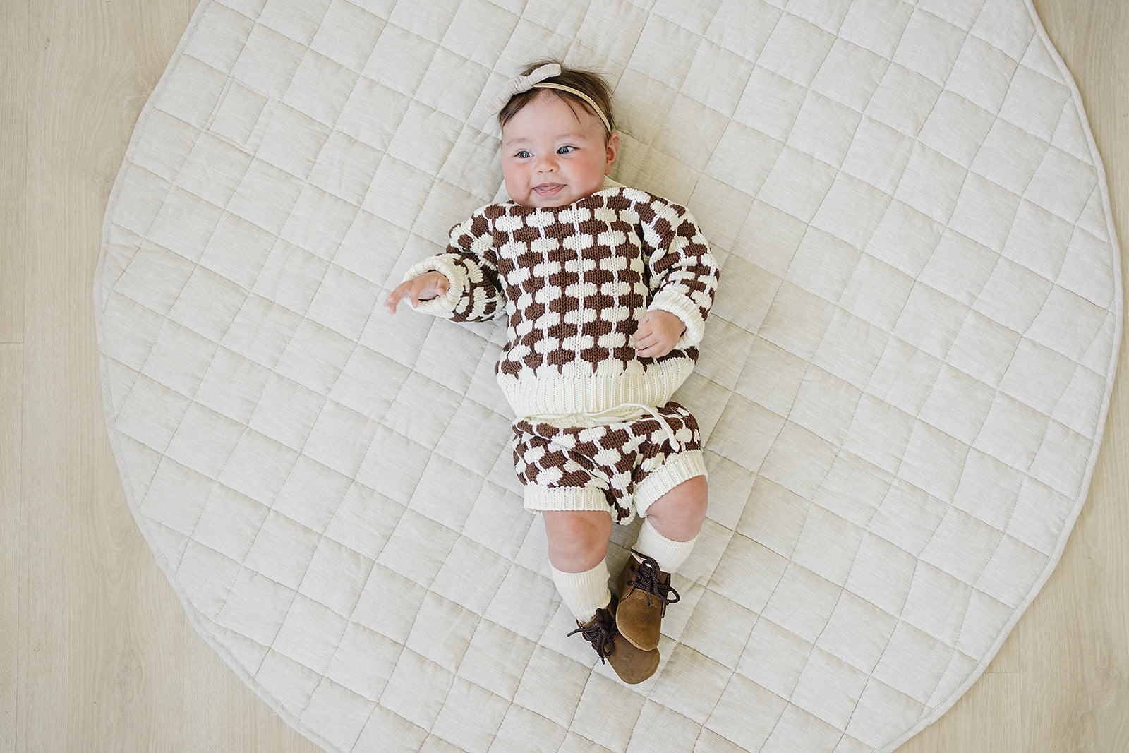 baby girl shorts cotton organic knit bottoms kids brown cream short