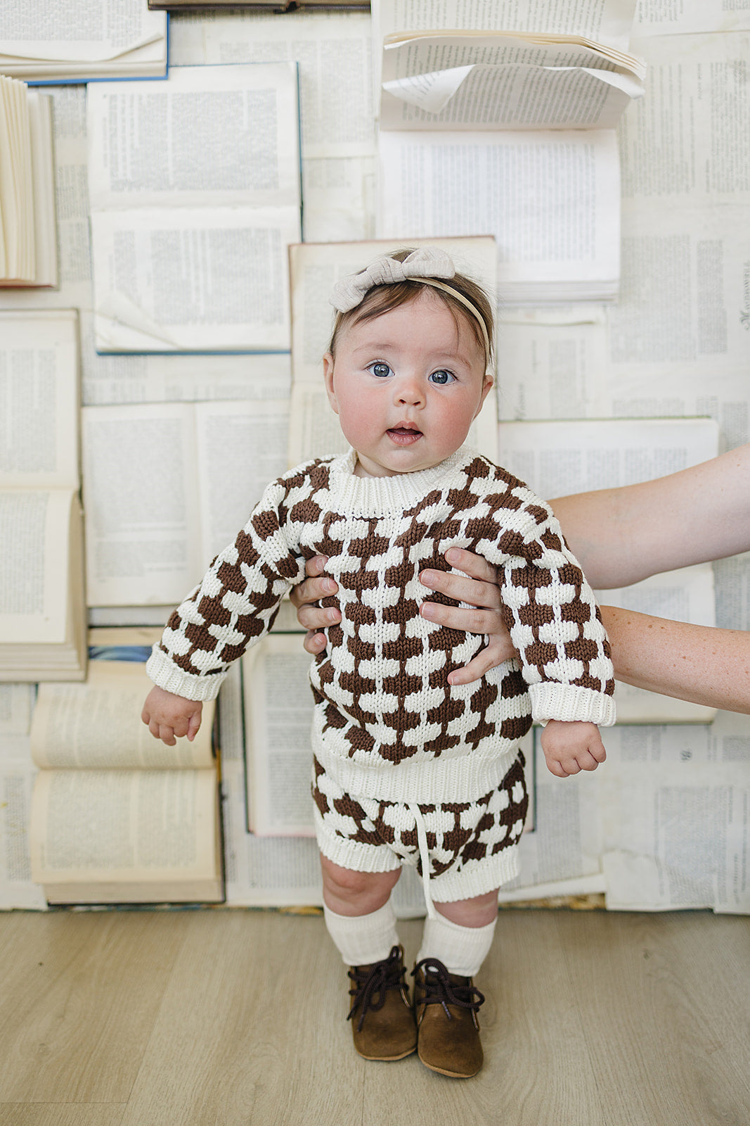 baby girl shorts cotton organic knit bottoms kids brown cream short