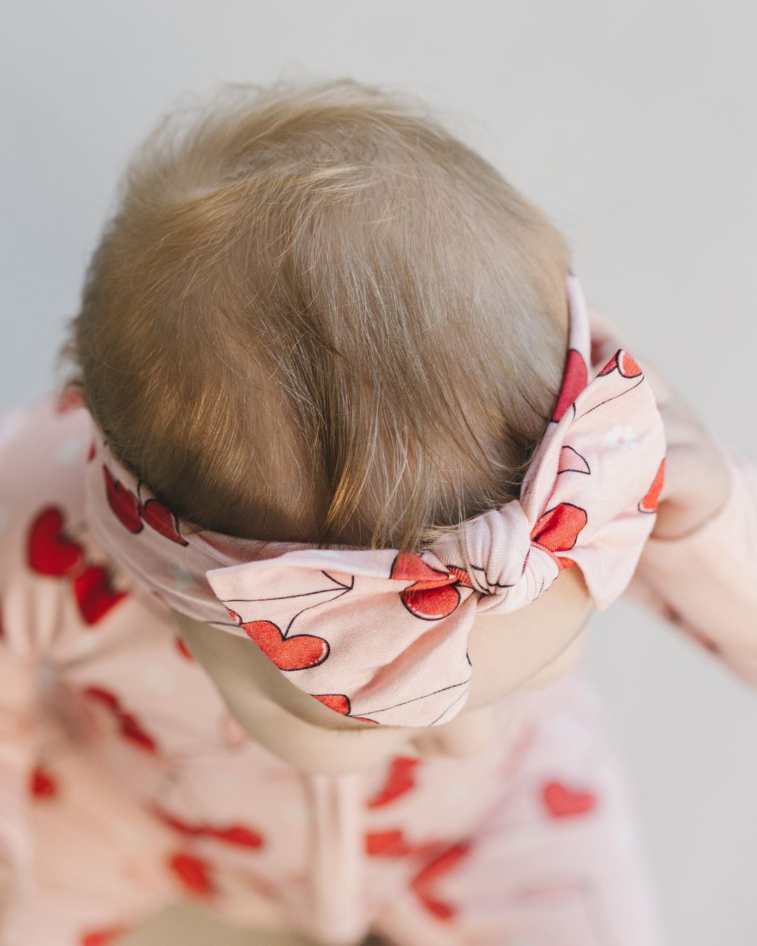 baby girl bamboo cherry headband pink newborn girls headband bow pink red cherries 