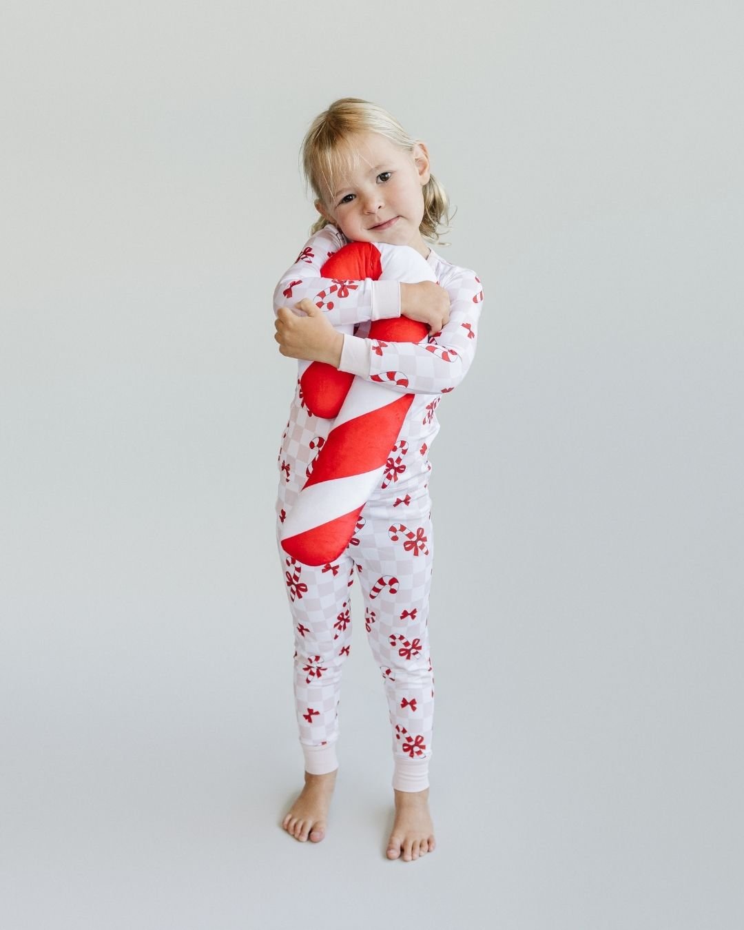 baby girls viscose bamboo pink candy cane pj's checkered set girl pajama set pink white checkered candy cane christmas pj's 