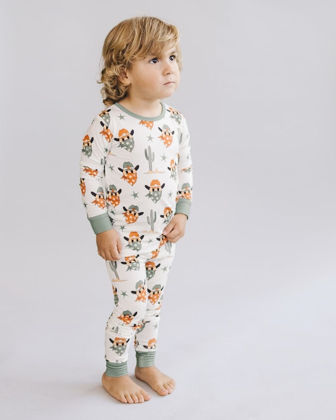 baby viscose bamboo pj set cowboys cactus kids pajamas two piece set bamboo jammies baby 