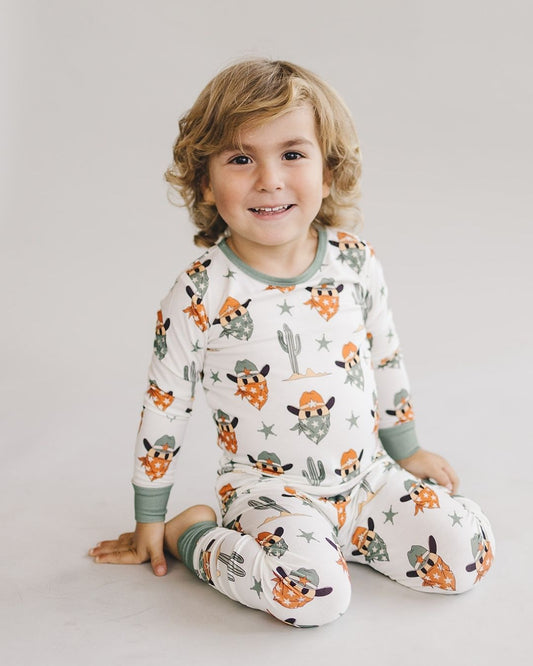 baby viscose bamboo pj set cowboys cactus kids pajamas two piece set bamboo jammies baby 