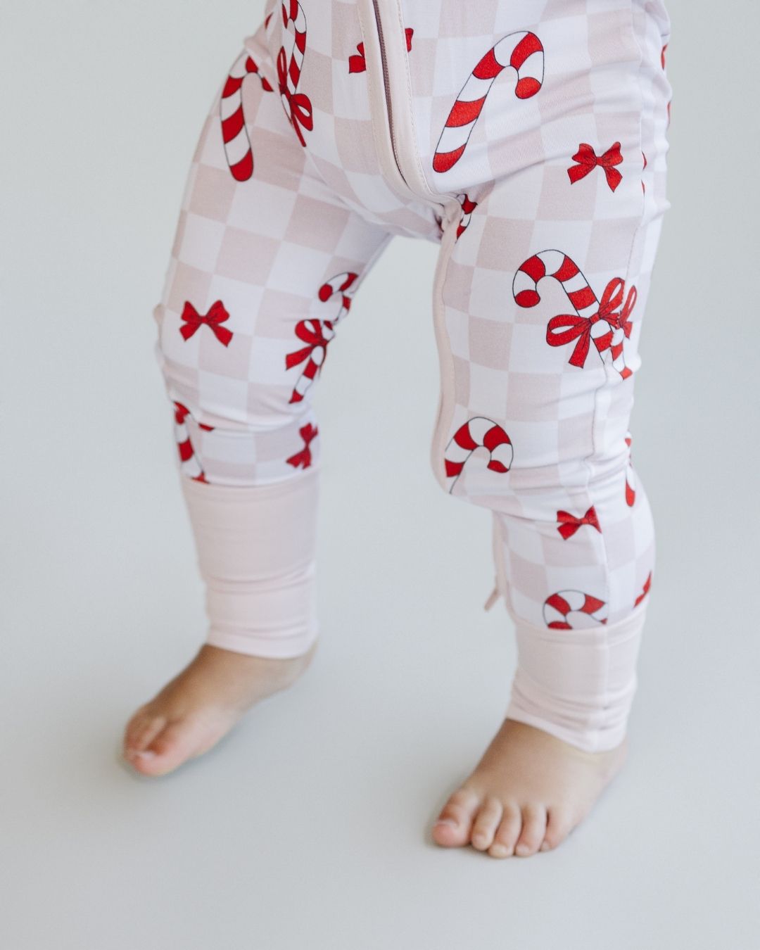 viscose bamboo baby girls pink zip up pj candy cane baby pink checkered zip up pj christmas girls zip romper pink checkers candy cane bows 