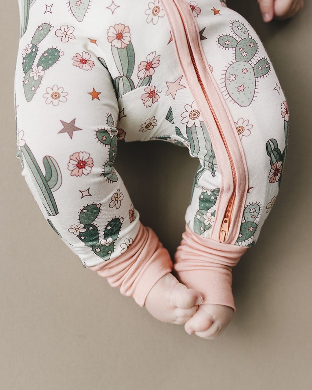 viscose bamboo baby girl zip up romper cactus flower pink girls zip up pj bamboo pink flowers green cactus baby jumpsuit