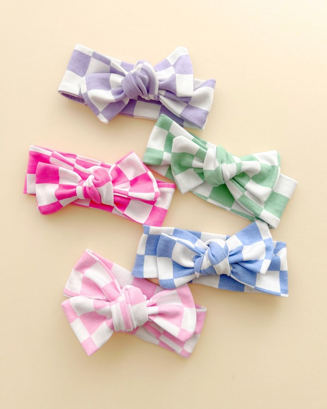 cotton blue and white checkered bow baby girl headband with bow blue white checker bowed headband girls cotton