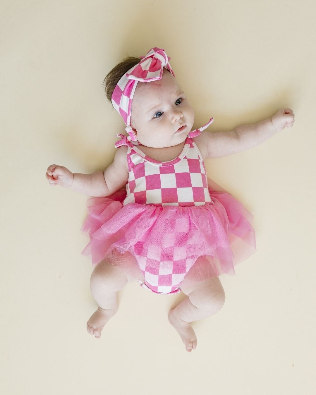 cotton blue and pink checkered bow baby girl headband with bow pink white checker bowed headband girls cotton