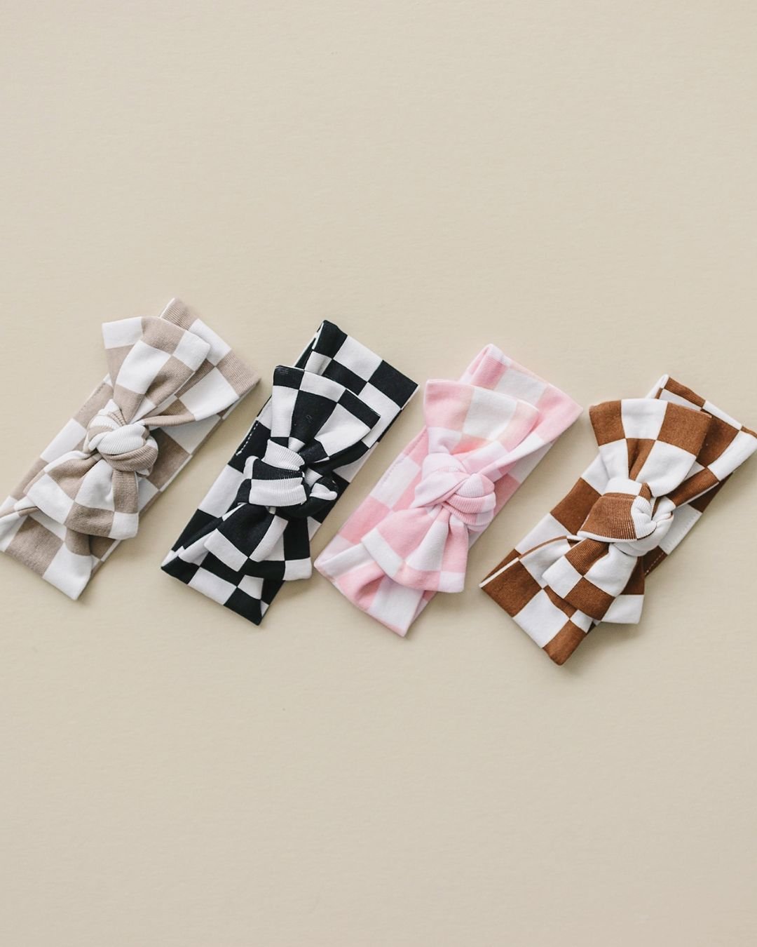 baby girls cotton checkered head band rust kids headband bow checkered cotton baby head band 