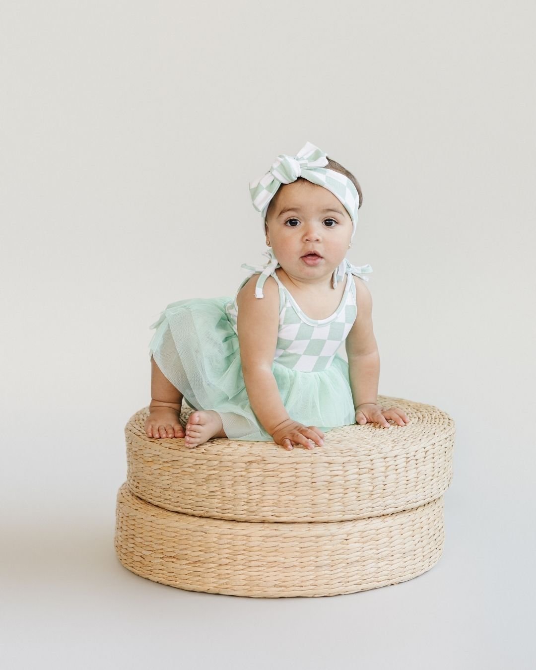 cotton white green checkered bow baby girl headband with bow mint white checker bowed headband girls cotton