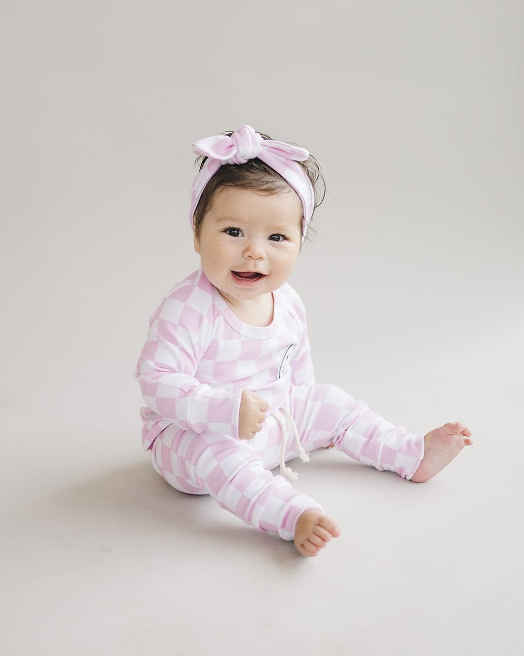 newborn baby girl two piece lounge set checkered pink white kids lounge set longe sleeve