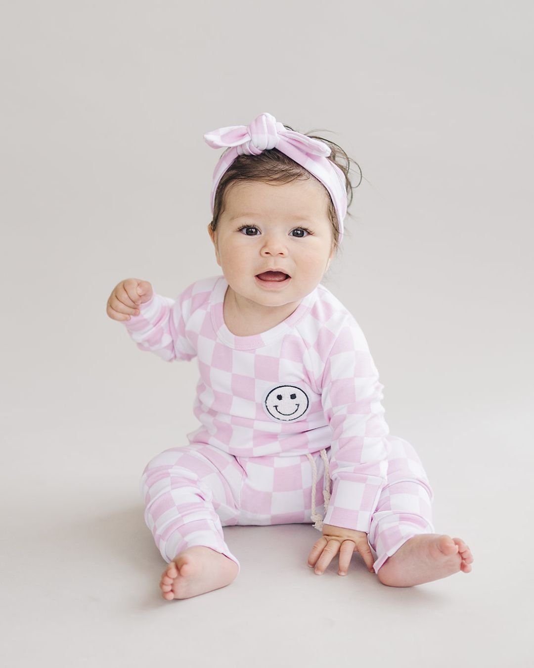 newborn baby girl two piece lounge set checkered pink white kids lounge set longe sleeve