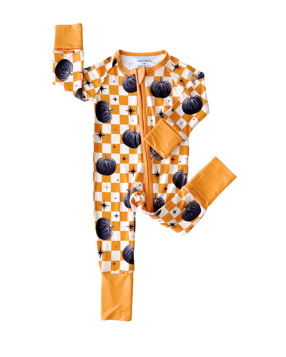 halloween bamboo baby pj kids pumpkin orange checkered pajamas baby viscose bamboo zip up pj kids halloween pj