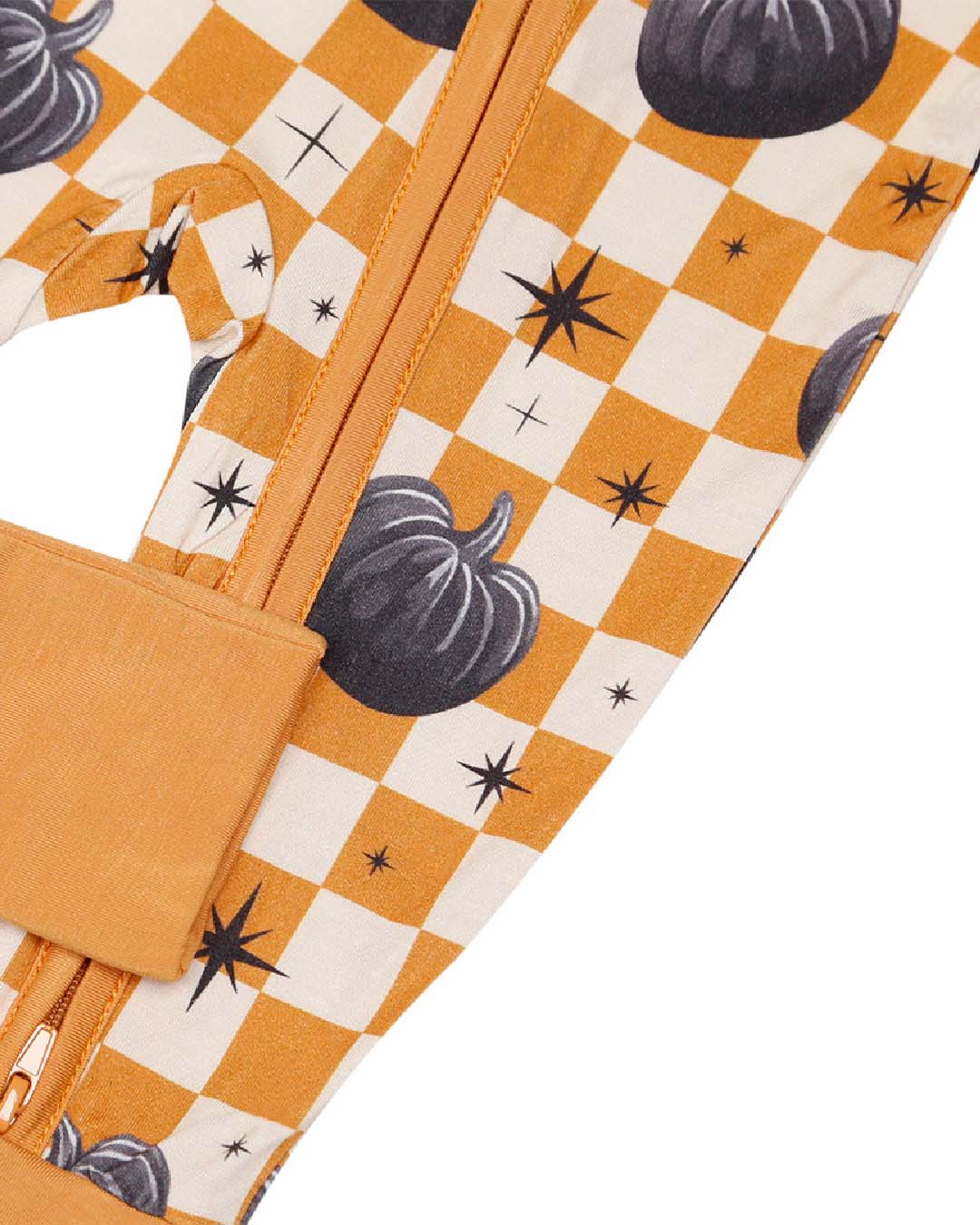 halloween bamboo baby pj kids pumpkin orange checkered pajamas baby viscose bamboo zip up pj kids halloween pj