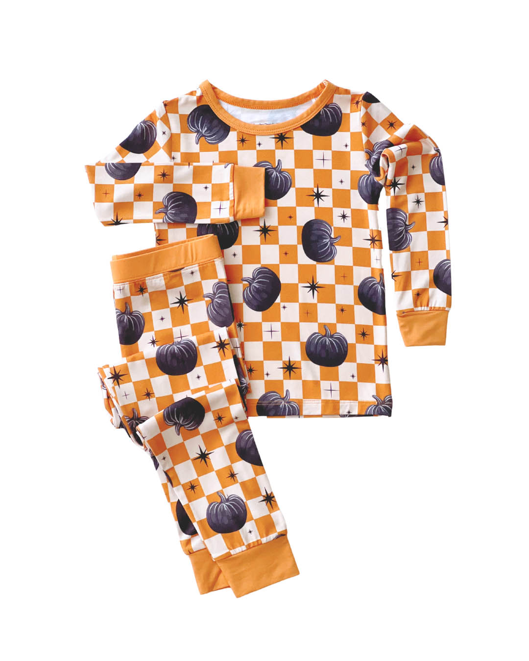 gender neutral viscose bamboo pajama set pumpkins and orange checkered pj set kids bamboo pajamas