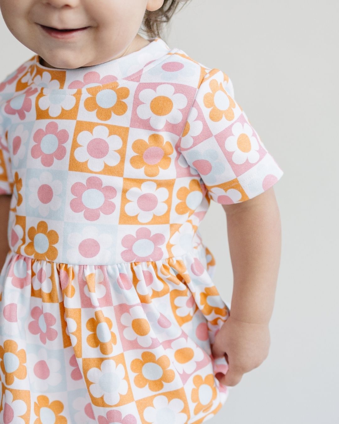 baby girls cotton dress pink flowers checkered girl dress pink orange checkered dress with flowers baby 