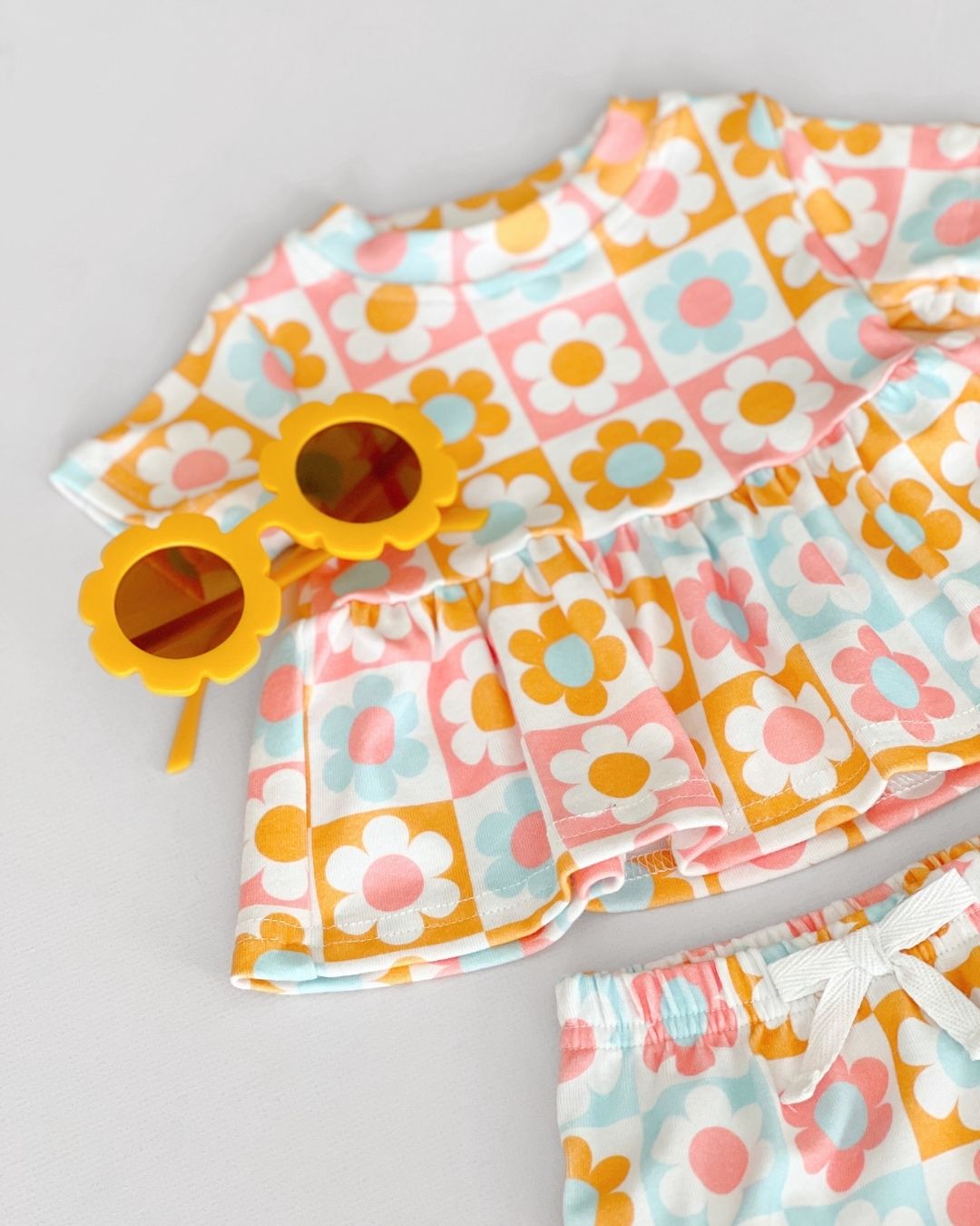 baby girls cotton dress pink flowers checkered girl dress pink orange checkered dress with flowers baby 