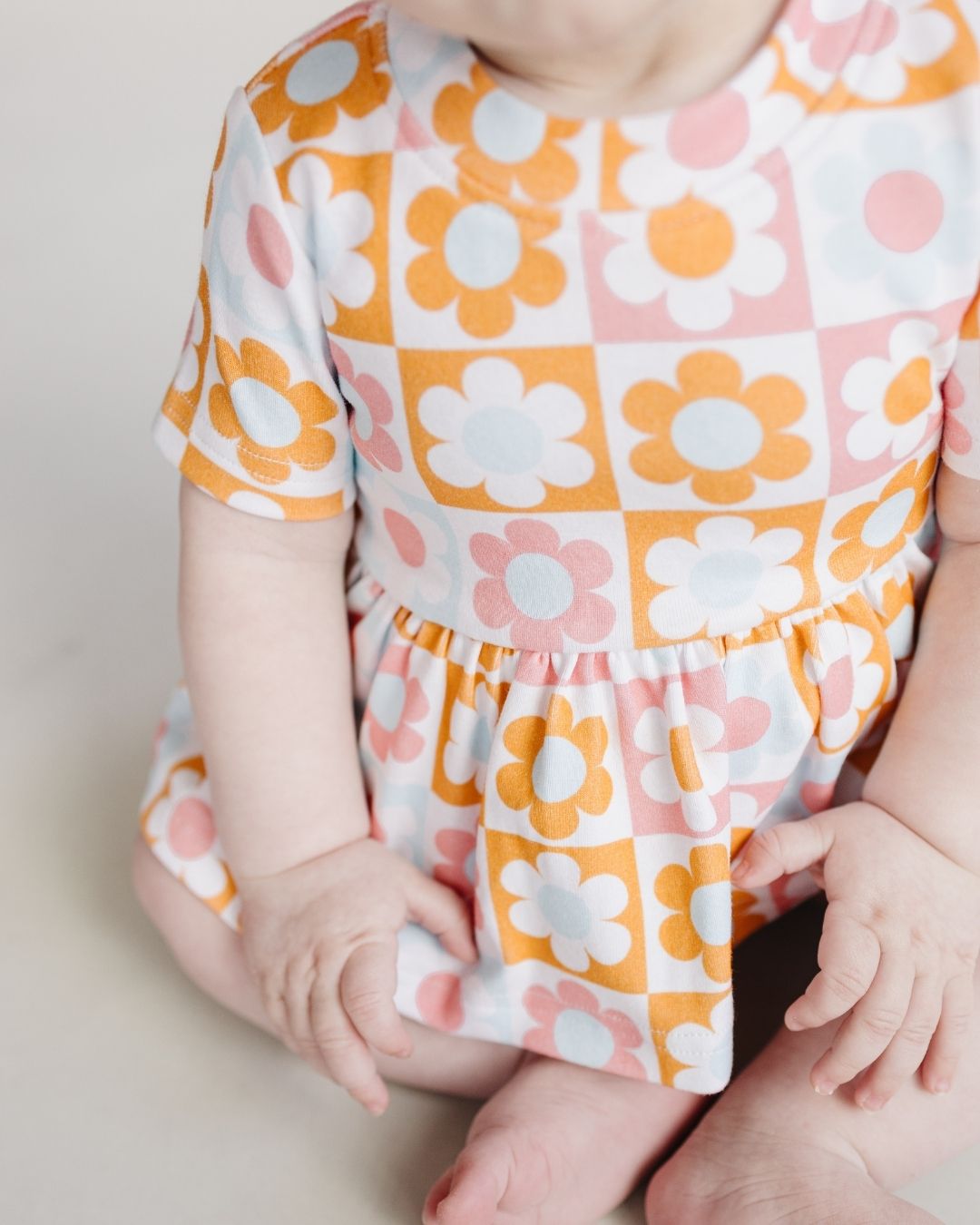 baby girls cotton dress pink flowers checkered girl dress pink orange checkered dress with flowers baby 