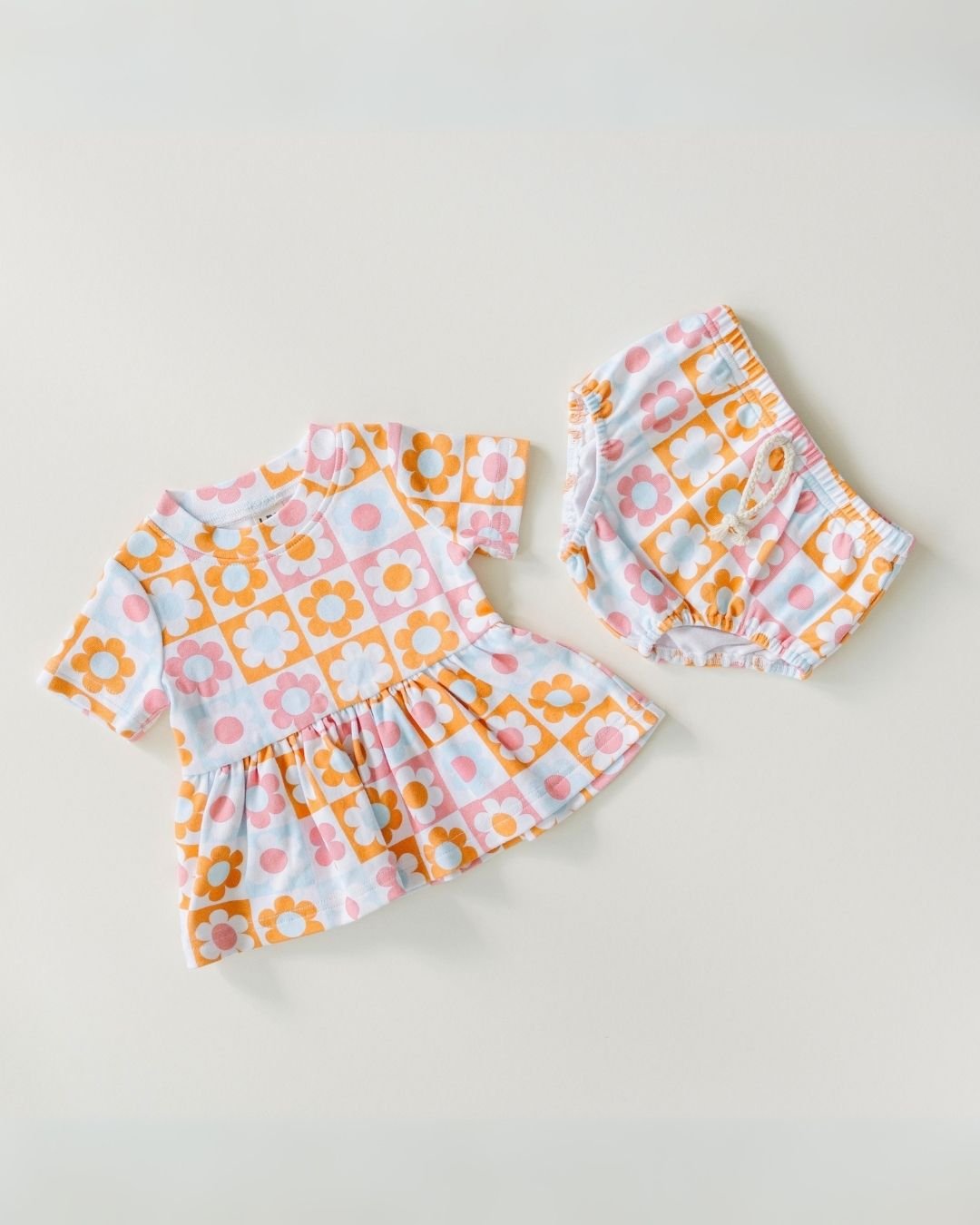 baby girls cotton dress pink flowers checkered girl dress pink orange checkered dress with flowers baby 