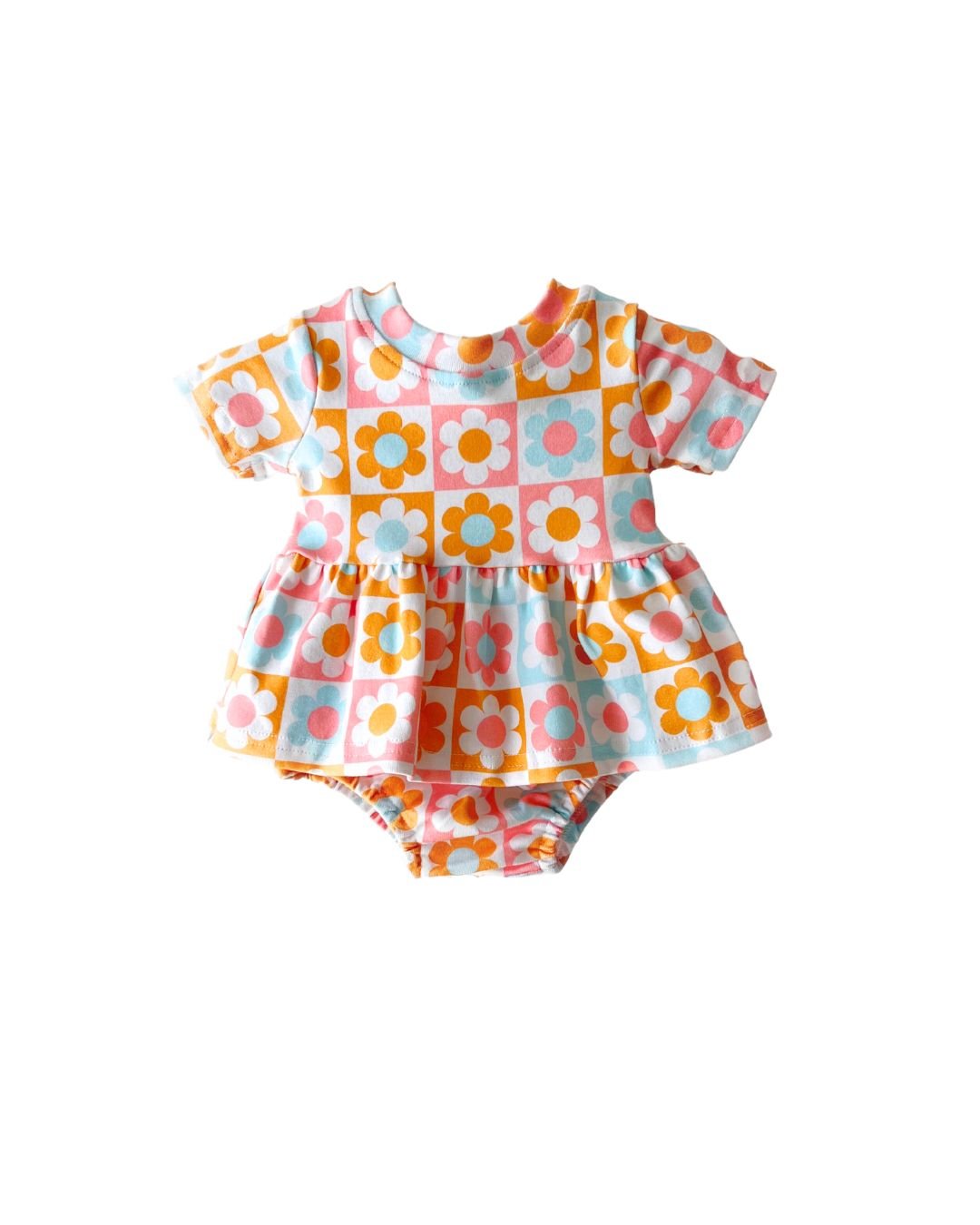 baby girls cotton dress pink flowers checkered girl dress pink orange checkered dress with flowers baby 