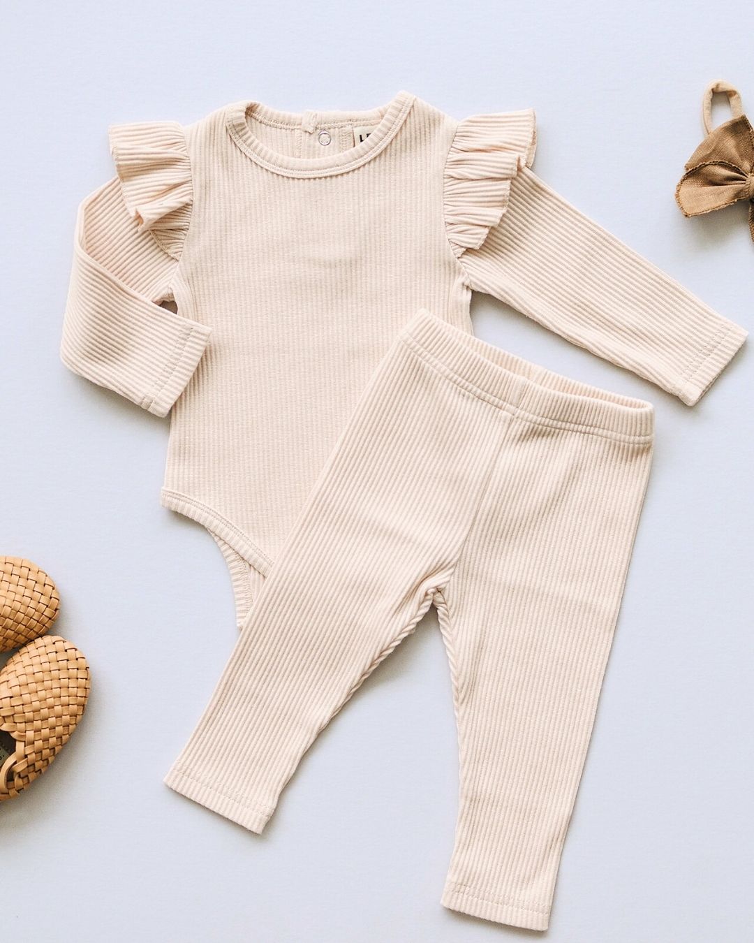 baby girl cotton onesie body suit snap girl ruffle sleeve onesie cream body suit long sleeve baby 