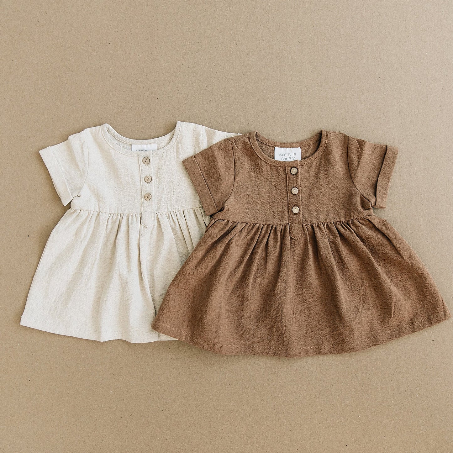 baby girl cotton linen dress brown fall dress for kids