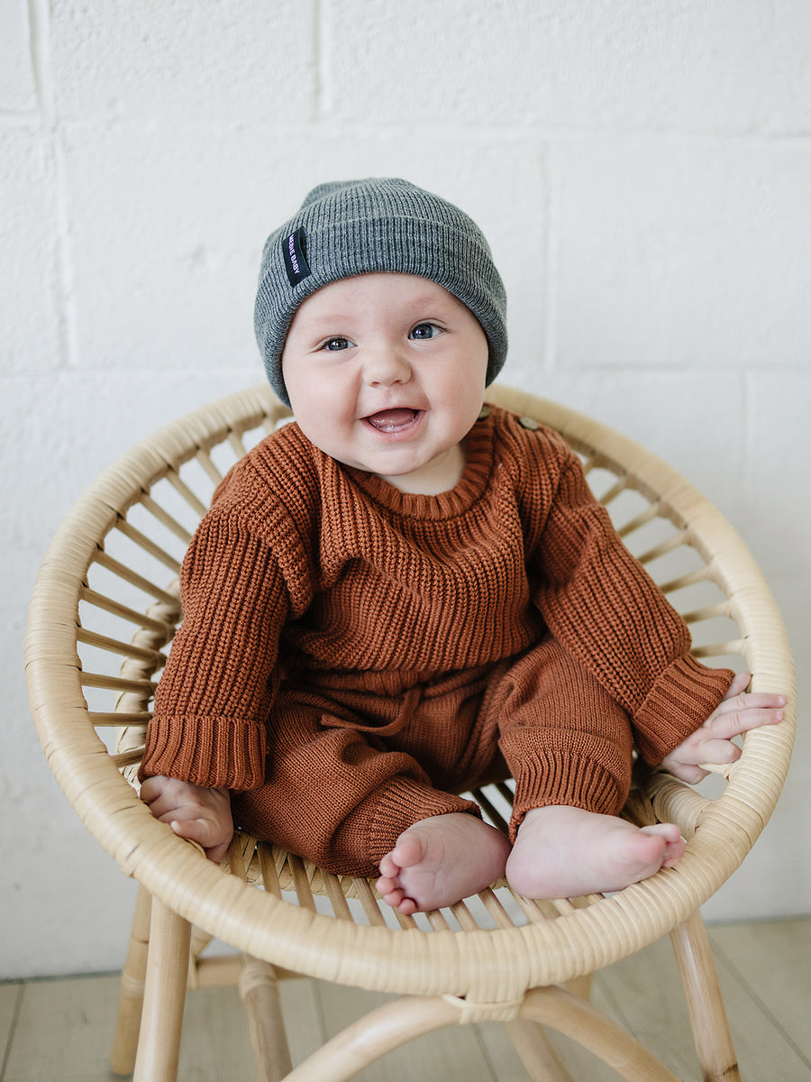 dark gray baby beanie hat kids winter hat gray