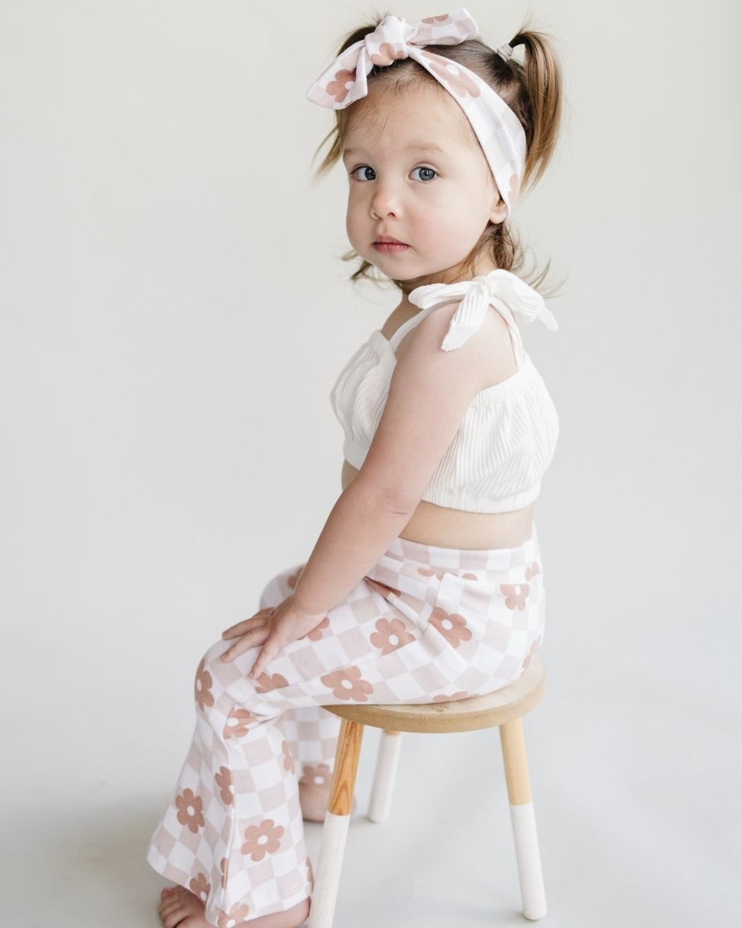 cotton baby girl checkered headband bow flower girls bow headband cotton checkered floral