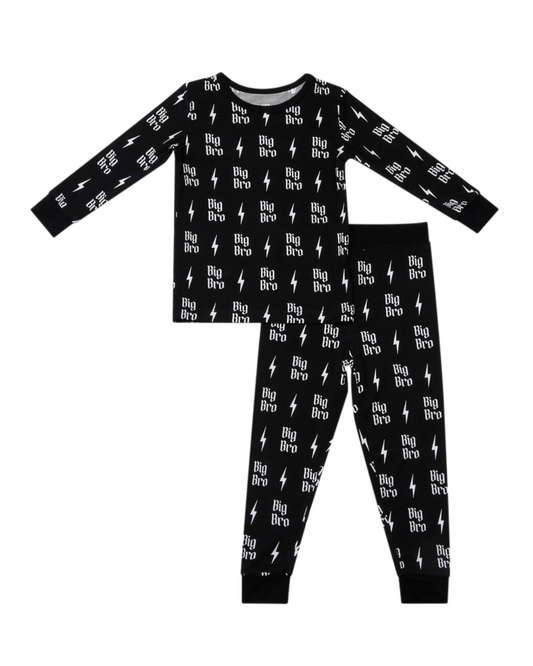 bamboo boys two piece set big bro brother big lounge set black and white lightning bolt two piece big brother outfit 