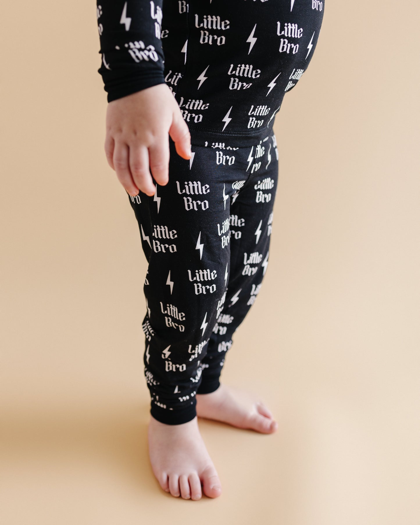 bamboo boys two piece set little bro brother little lounge set black and white lightning bolt two piece little brother outfit 