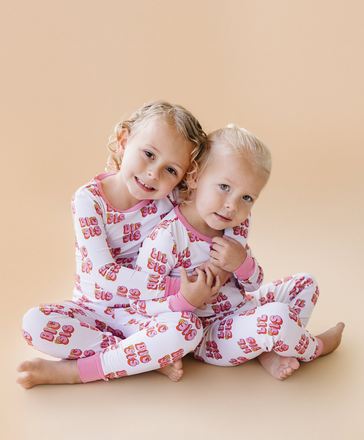 bamboo  pink girls two piece pj little sis sister little pj set pink and white lightning bolt two peice little sister outfit pink 