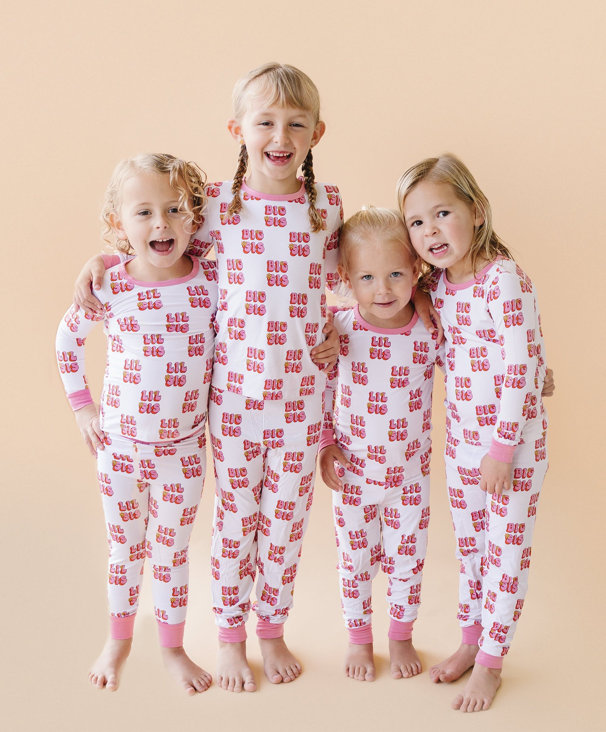 bamboo  pink girls two piece pj little sis sister little pj set pink and white lightning bolt two peice little sister outfit pink 