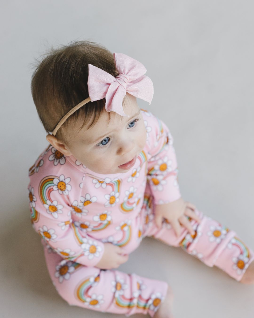 baby girls pink rainbow lounge set retro baby girl cotton pink set rainbows flowers 