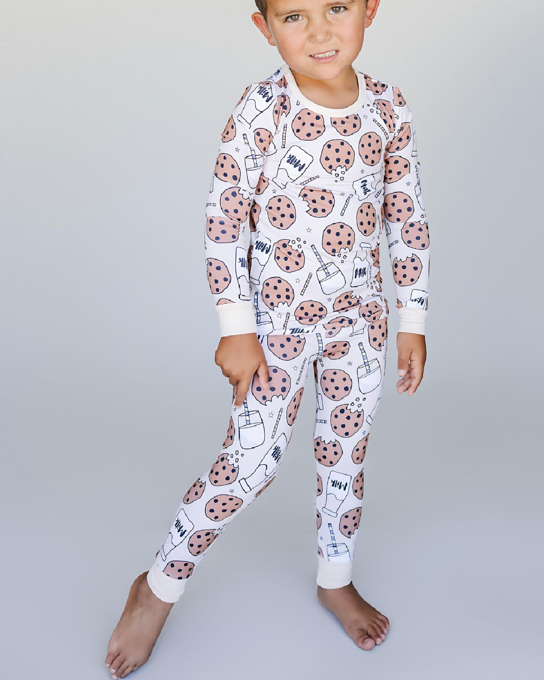 baby bamboo cookies milk two piece pj set kids viscose bamboo pajamas cookies and milk set two piece baby pants and long sleeve 