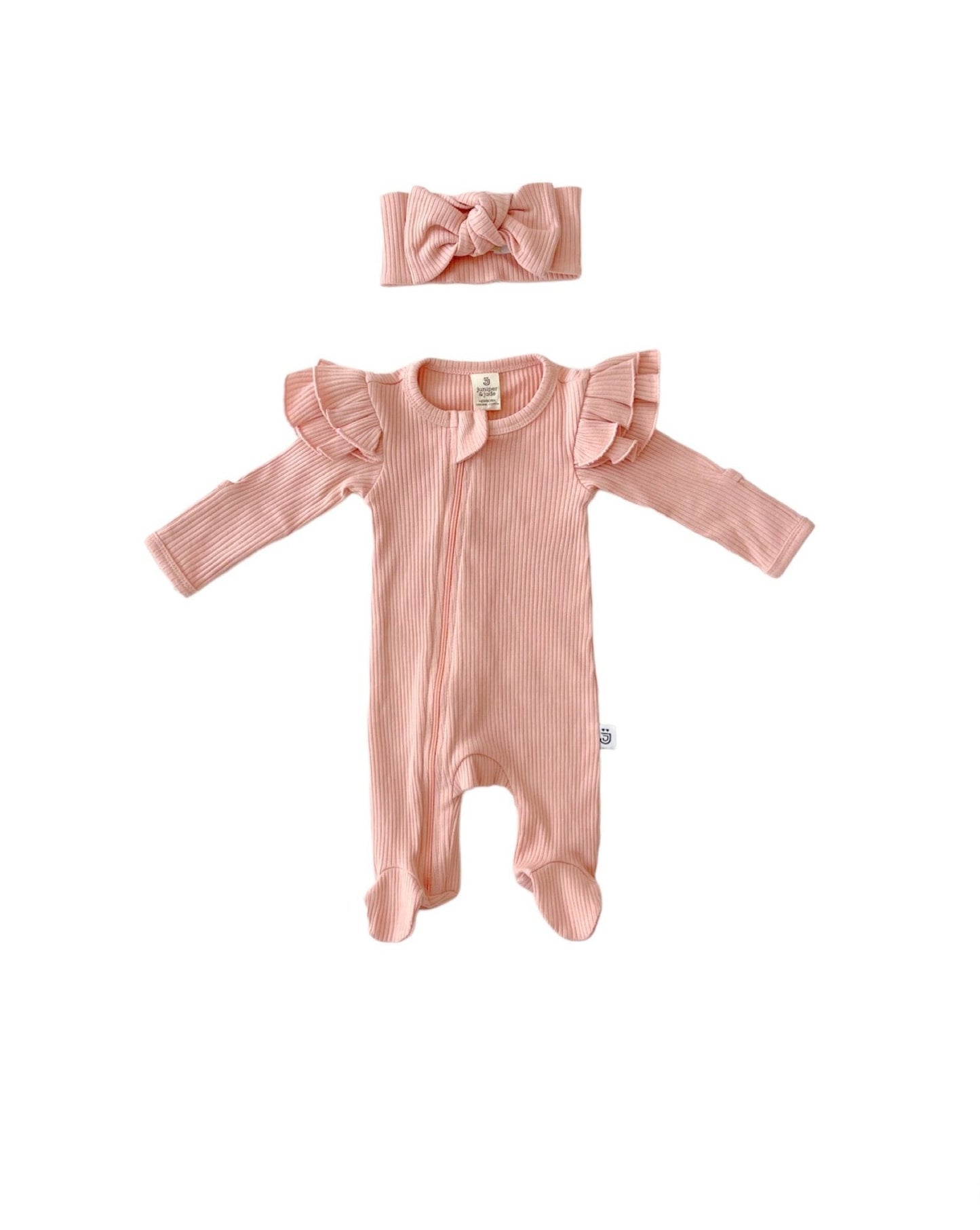 baby girl pink organic cotton zip up jumpsuit romper zip girl baby pink ruffle sleeve suit newborn girl