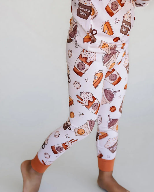 baby girls pajamas bamboo pumpkin spice girls pj set pants long sleeve pumpkin spiece fall pj's bamboo baby viscose 