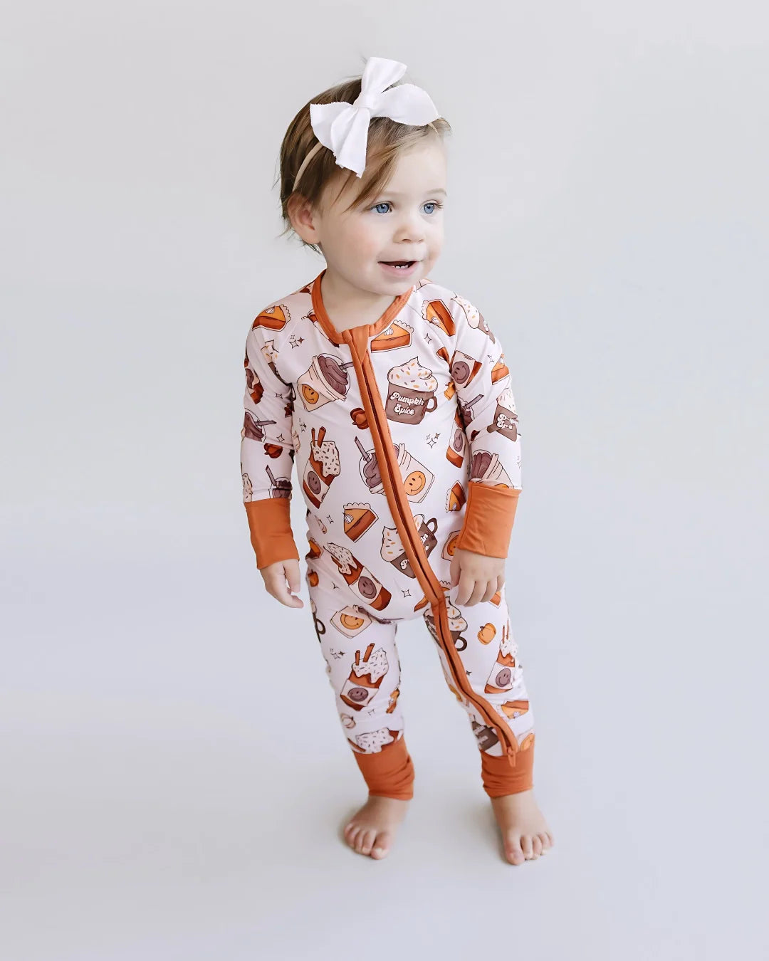 baby girl pumpkin spice zip up pj bamboo kids zip up pajama pumpkin spice fall bamboo zippy