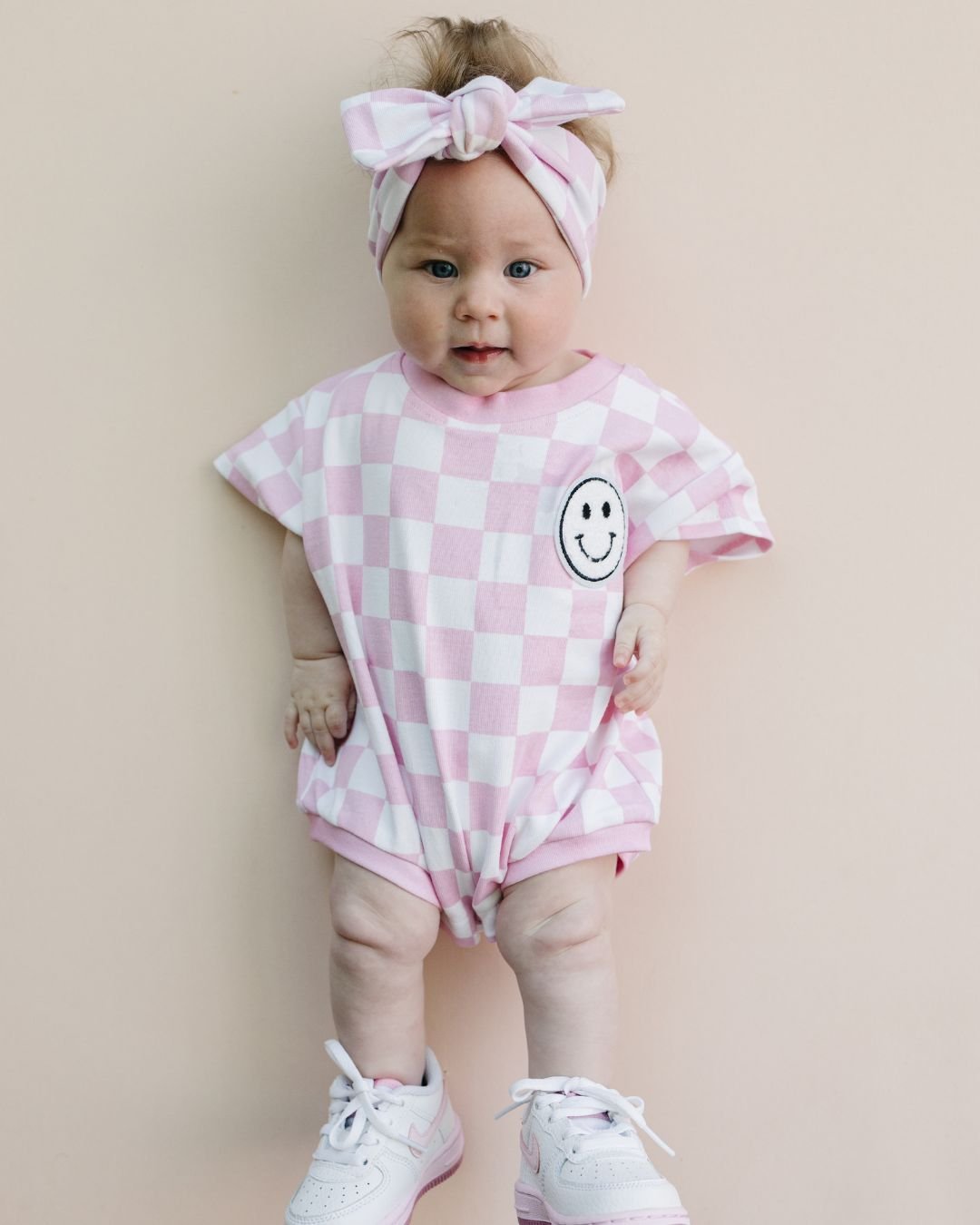 baby girl cotton romper pink checkered kids checker pink romper short sleeve baby bubble romper cotton pink checkers