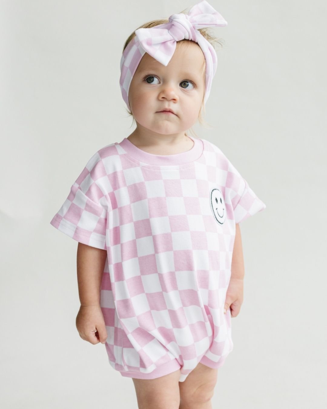 baby girl cotton romper pink checkered kids checker pink romper short sleeve baby bubble romper cotton pink checkers