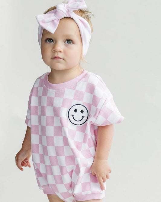 baby girl cotton romper pink checkered kids checker pink romper short sleeve baby bubble romper cotton pink checkers