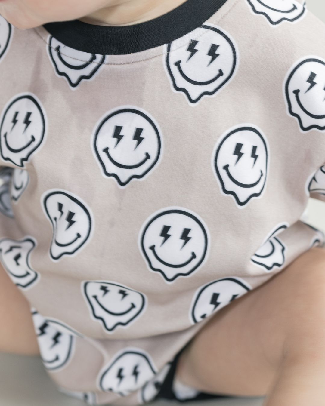 baby smiley bubble romper cotton kids short sleeve romper smiley lightning bolt baby cotton onesie