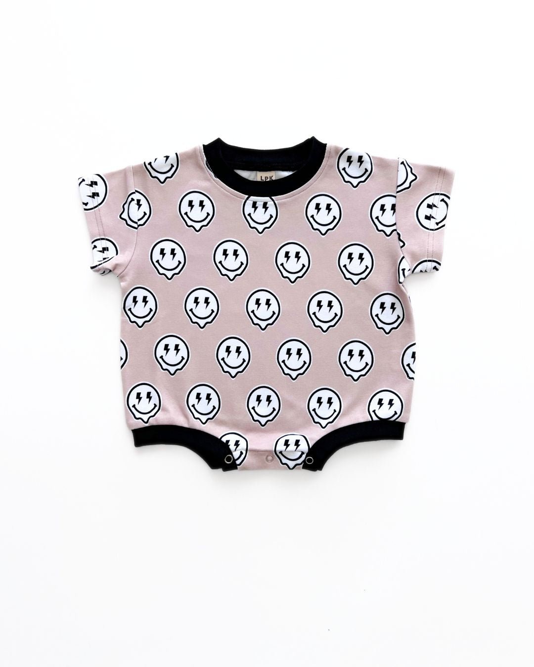 baby smiley bubble romper cotton kids short sleeve romper smiley lightning bolt baby cotton onesie