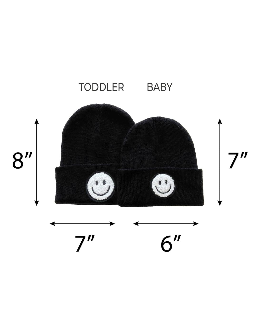 baby black beanie hat kids smiley face 