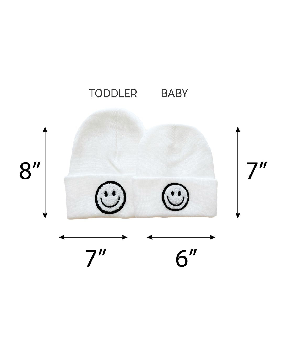 white smiley baby beanie hat kids smiley face white