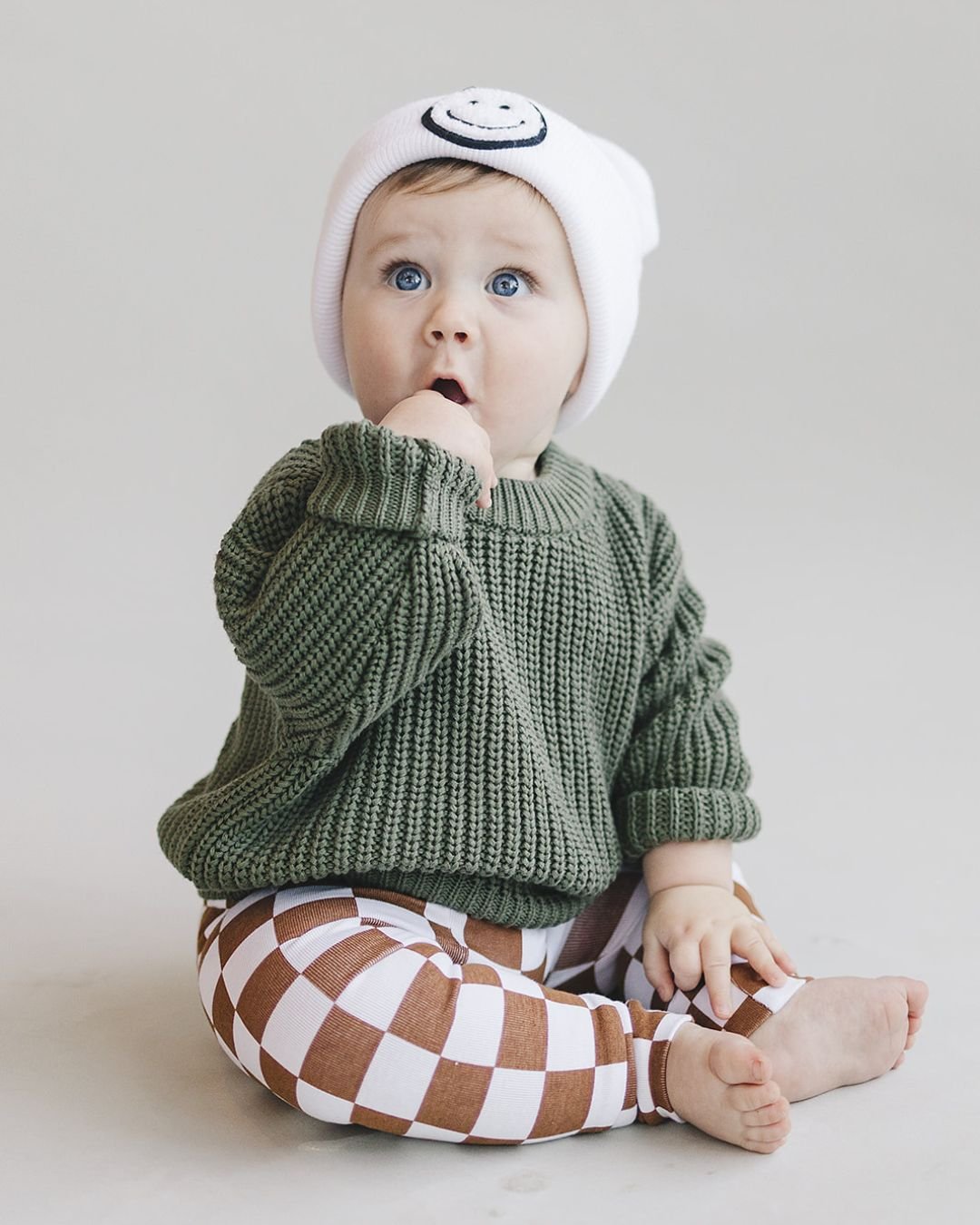 white smiley baby beanie hat kids smiley face white