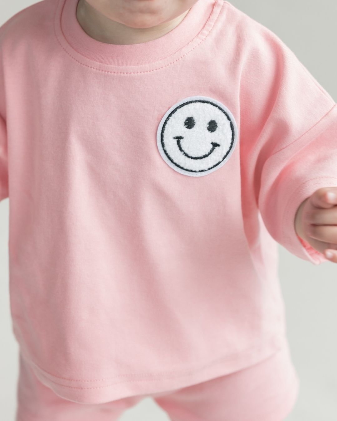 girls pink cotton shorts set baby girl shorts and t-shirt set pink cotton smiley jogger set girls 